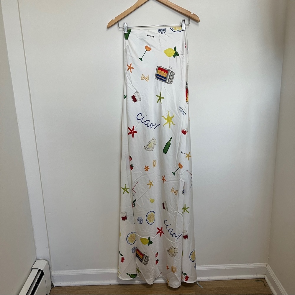 For Love & Lemons White Strapless Maxi Dress with Multicolor Summer Motifs - Picture 7 of 11